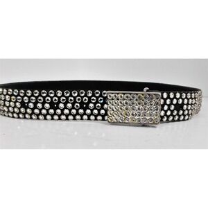 Kippys Crystal Buckle Black Leather‎ Fully Jeweled Belt sz M